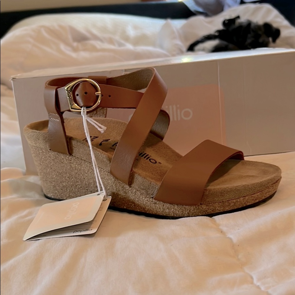 Birkenstock Papillio Sibyl leather wedge sz 37 NIB